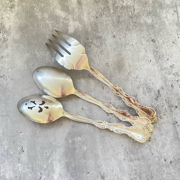 Vtg International Silverplate Flatware Serving Fork Berry Spoons Interlude c1971 - Picture 6 of 6